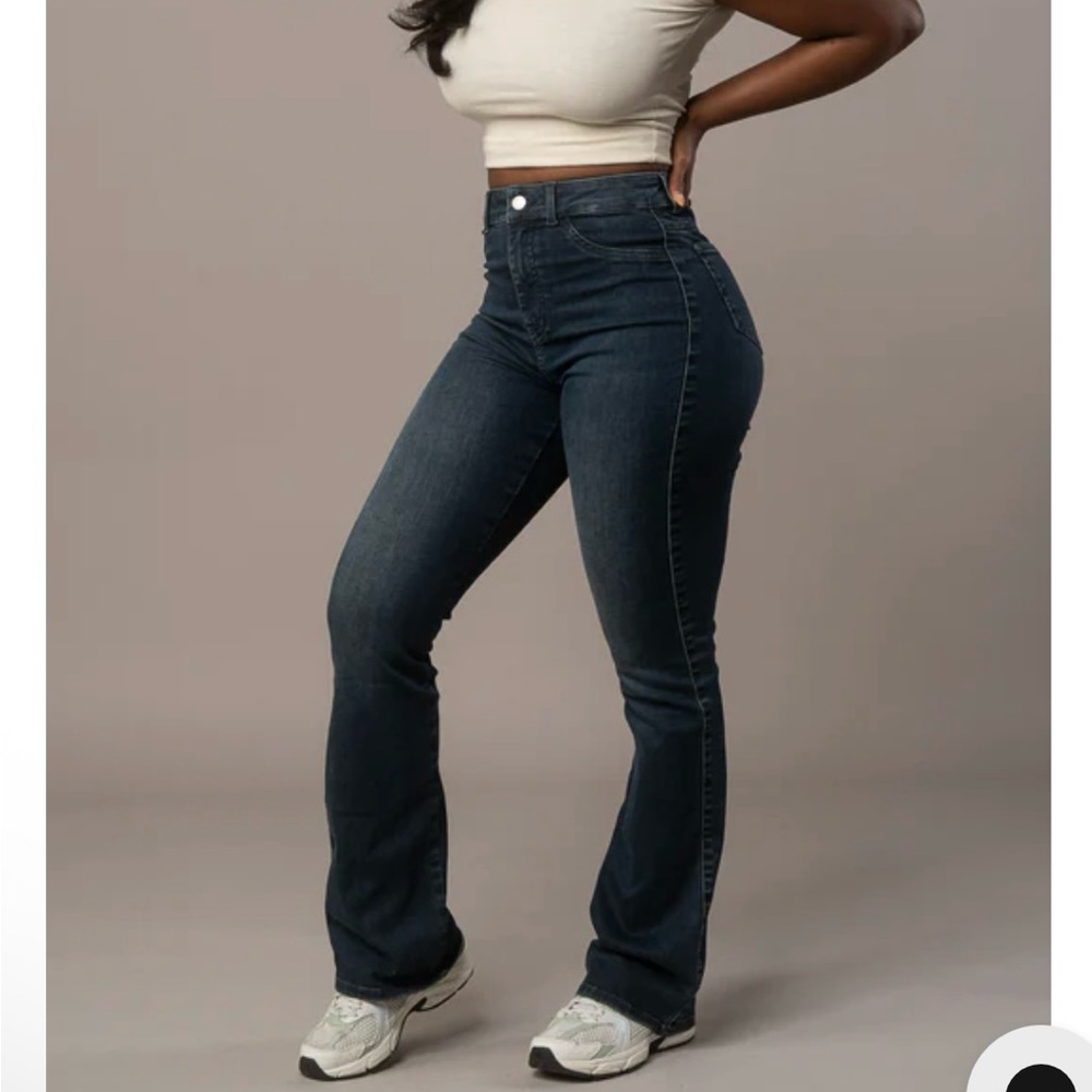 FITJEANS High Rise Flared- Emerald Blue SMALL
